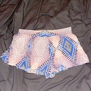 Tribal pattern pink and blue shorts